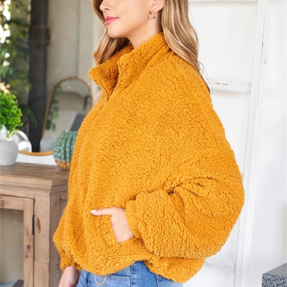 Dark Mustard Zip up Jacket - Picture 5 of 7